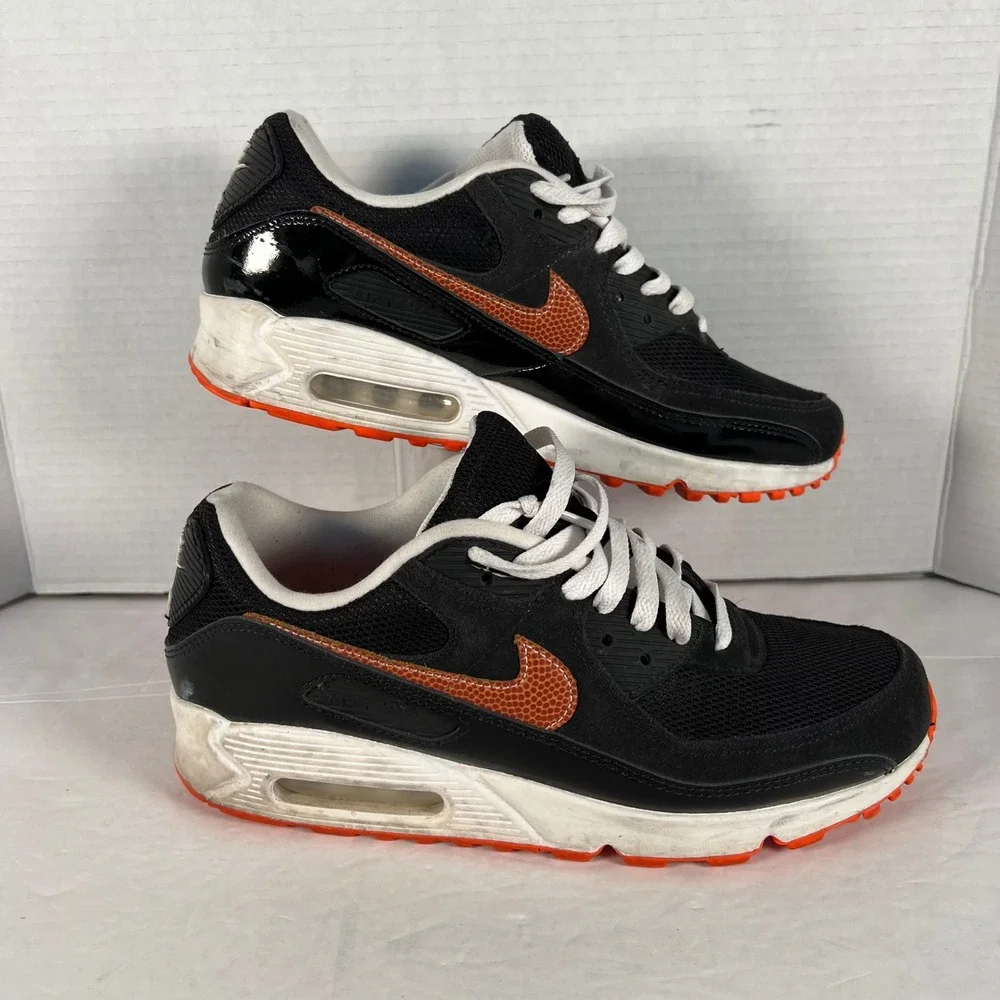 Nike Air Max 90 Basketball Swoosh Black Safety Orange Mens 9 DJ5981-001